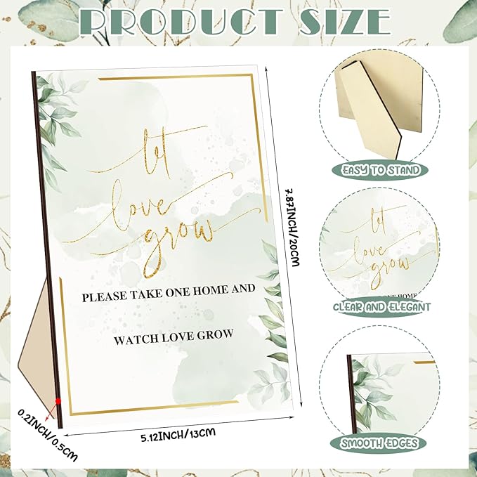 Ireer 101 Set Let Love Grow Greenery Wedding Favors for Guests Include 1 Wooden sign100 Self Adhesive Seed Packets Kraft Paper Seed Envelopes 100 Let Love Grow Cards 100 Bags for Guest Bridal Shower