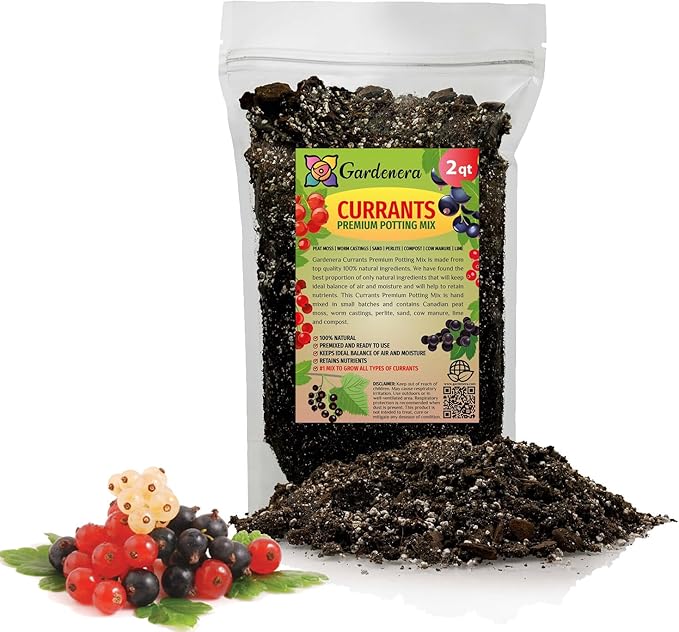GARDENERA Premium Currant Plant Potting Soil Mix - Perfect Balance of Nutrients, Drainage, and Aeration for Thriving Currant Plants - 2 QUARTS