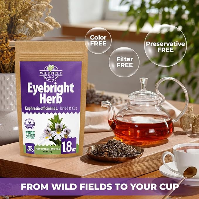 40 Bags Dried Eyebright Herb Tea Eyesight (Euphrasia) Eyebright Dried Herbal Tea - 40 Count 1.5 g Bags