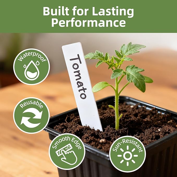 600Pcs Plant Labels with Marker Pen, 4" Plant Tags for Garden Waterproof, Reusable Plastic Plant Markers Garden Labels for Seedlings, Vegetables, Flowers, Gardening Organization Kit