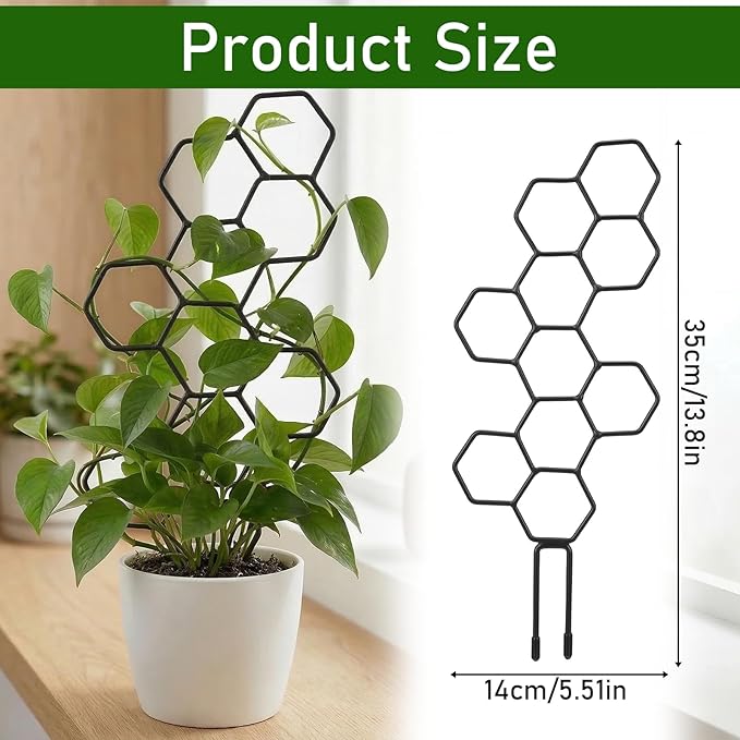 Plant Trellis Indoor, Trellis for Climbing Plants, Hanging Planters for Planting Houseplant Plant Wall, Honeycomb Pothos Planting Climber Support for Flower Indoor Plants Supports(Black)