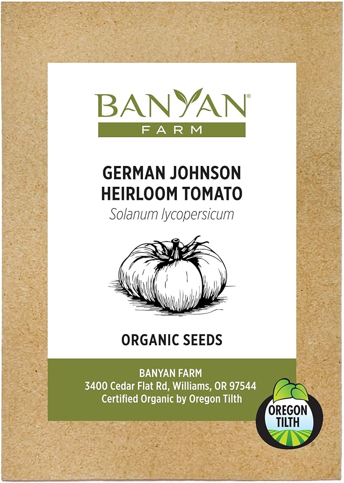 Banyan Botanicals Organic Tomato Seeds – Easy-to-Grow German Johnson Heirloom Beefsteak Tomato Seeds for Planting in Spring – 25 Count – Open Pollinated Non-GMO