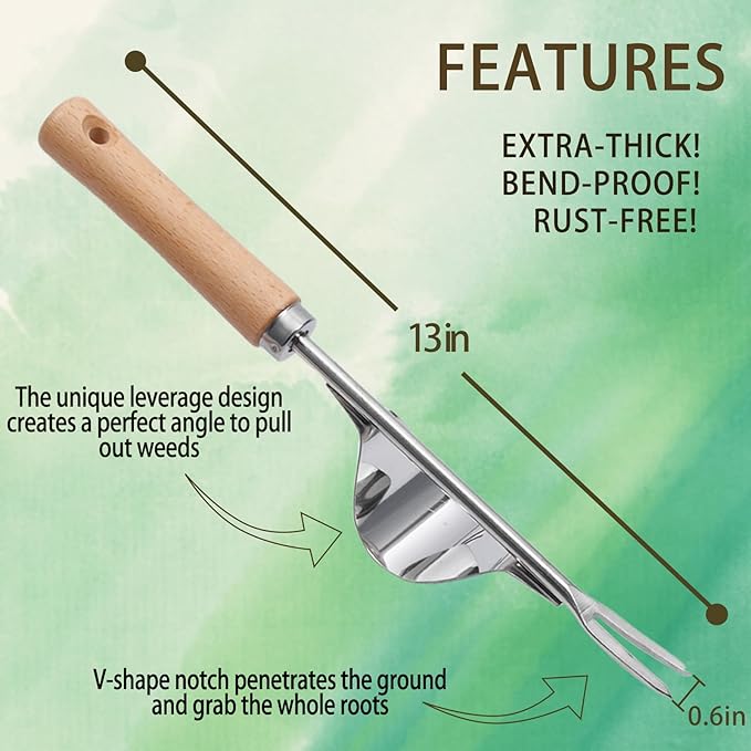 Hand Weeder Tool Garden Weeding Tool, Uprooting Weeding Tool Gardening Weeder Tool, Stainless Steel Gardening Tools for Yard and Garden, 3 Pcs