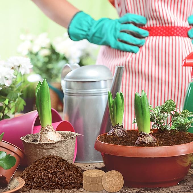 ZeeDix 200pcs 30mm Coco Coir Pellets Potting Soil, Organic Coconut Fiber Seed Starter Soil Pellets, Coconut Coir Soil Discs for Indoor Outdoor Plants, Herbs Houseplants Flowers Succulents Vegetables