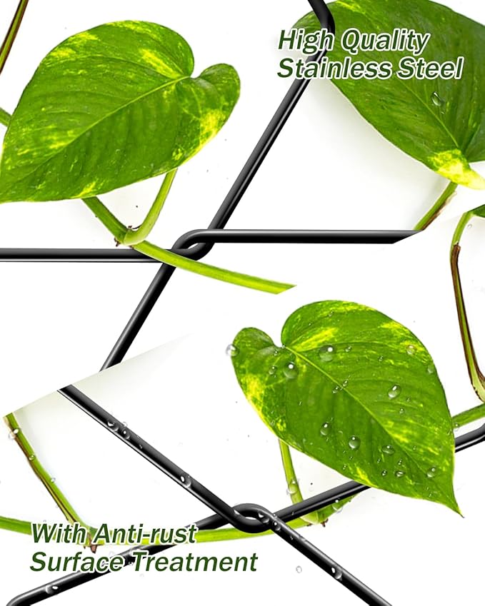 UNOONE Plant Trellis for Climbing Plants Indoor - Black Steel Sturdy and Durable Trellis for Monstera, Pothos, Ivy, and More | Indoor Plant Support and Garden Wall Trellis