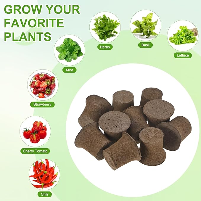 10-Pack Grow Sponges, 2.1x1.5x1.9 Inch Replacement Root Growth Sponges Seed Pods for Plant Rooting/Seed Germination/Hydroponic Gardens System Supplies, Starter Plug for Seeds