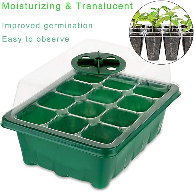 Starter Kit Tray with Grow Light, Adjustable Humidity Drainage, 6Pack Germination with Transparent Domes for Vegetables, Succulent Plant seedlings,Starting Greenhouse[Energy Efficiency Class A+++]