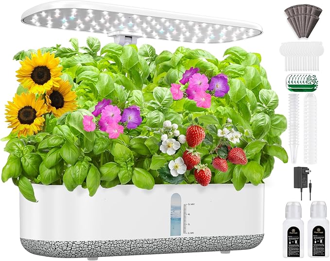 Large Hydroponics Growing System 14 Pods, Indoor Herb Garden with LED Grow Light, 5L Water Tank, Hydroponic Grow Kit with Auto-Timer, Easter Garden Gifts for Kids, STEM Growing kit