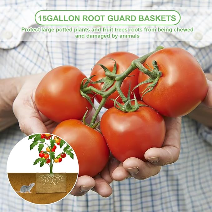 Foyego 4Pcs 15 Gallon Root Guard Baskets for Plants, Underground Stainless Steel Wire Mesh Cages Gopher and Vole Wire Basket Protect The Roots of Large Plants