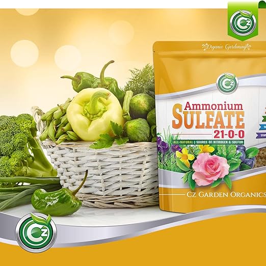 Ammonium Sulfate Fertilizer AMS 21-0-0 +24% Sulfur - Made in USA Plant Food for Indoor/Outdoor Plants & Flower Gardens - Promotes Lush Growth - Green Lawns, Fruit, Vegetables, Acid Loving Plants