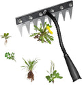 Iron Weeding Rake 2.0, 8 Teeth Carbon Steel Garden Weeding Rakes, Heavy-Duty Iron Rake for Gardening and Weeding