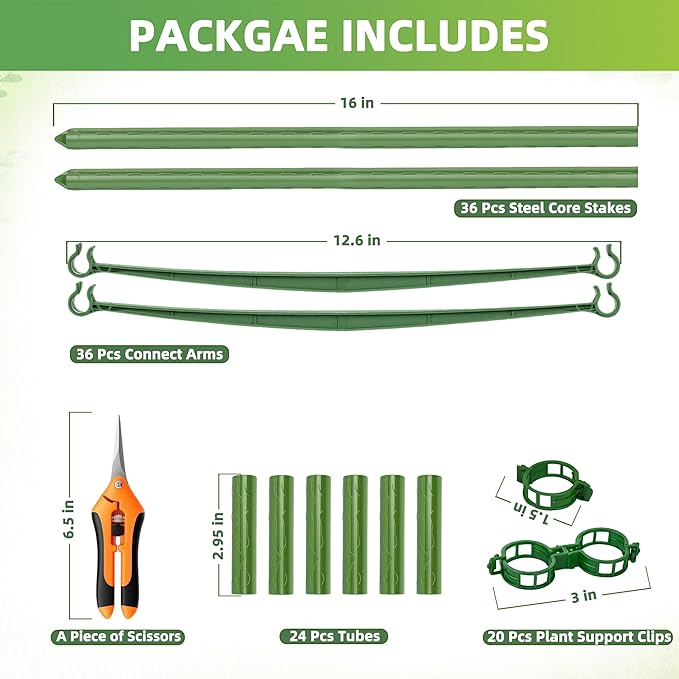 6-Pack Tomato Cage for Garden Plant Support 48 INCH Garden Stakes Adjustable Tomato Cage for Climbing Plants Pots Vegetables Flowers Fruits (6, 48 Inches)