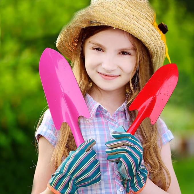 Garden Trowel for Digging and Planting, Mini Colorful Metal Hand Shovel, Small Trowel Set Garden Tools for Flower Soil Planting Digging Transplanting Ideal Gardening Gift for Kids