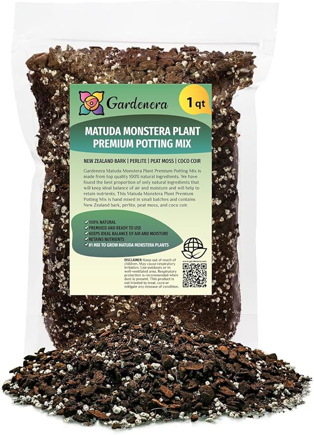 GARDENERA Premium Monstera Siltepecana Matuda Potting Mix - Expertly Crafted for Healthy Growth - 1 Quart