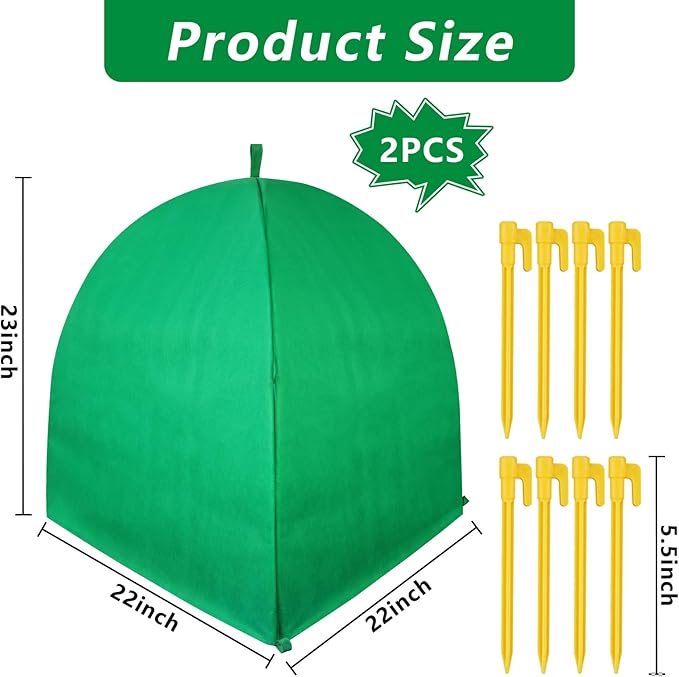 2 PACK Winter Plant Covers Freeze Protection Shrub Covers for Winter Frost Protection for Plants in Winter Warm Plant Tent Protecting Fruit Potted Plants Tree From Freezing Animals Eating (22x22x23)