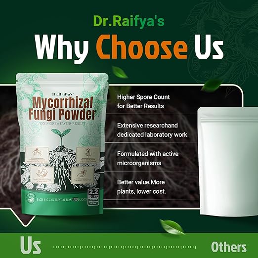 Dr. Raifya's Mycorrhizal Fungi Inoculant, 10X Concentrated, Up to 700 Plants–Organic Root Stimulator to Strengthen Roots, Enhance Growth & Increase Yield, Safe for Vegetables, Flowers & Fruits, 2.2lb