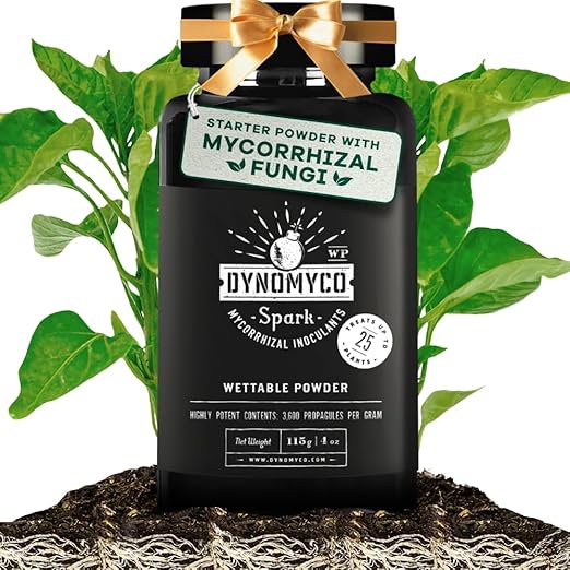 DYNOMYCO Spark WP Mycorrhizal Fungi, 4oz Wettable Powder – 3-In-1 Root Enhancer Amplifies Nutrient Uptake & Yield – Treats 25 Plants, Indoor/Outdoor Bio-Stimulant – Dissolves Fast in Seed Starter Soil