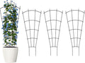 4 Pack 32" Metal Plant Trellis for Pots & Garden Beds, Rustproof Support for Indoor Outdoor Climbing Plants, Vines, Flowers, Fan Shaped, Black