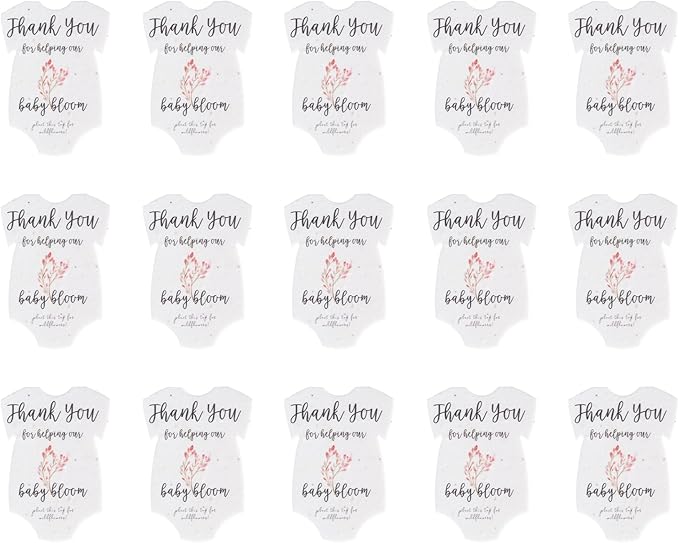 Seed Bloom Onesie Seed Paper – 15 Pink Shower Favors for Guests with Wildflower Seeds, Writable & Plantable, Shower Favor Gifts for Guest