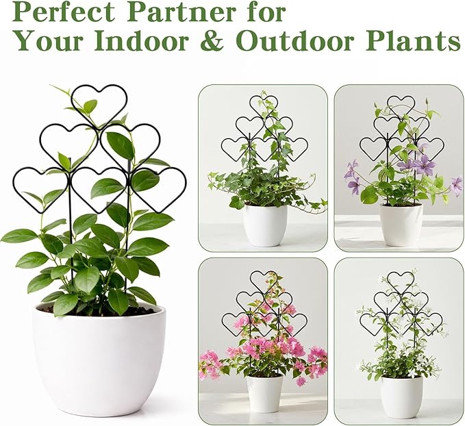 ZOUTOG 15 Inch Trellis for Climbing Plants Outdoor 3 Pack,Rustproof Metal Garden Trellis for Potted Plants,Sturdy Houseplant Support Indoor Outdoor for Ivy Pothos Monstera Hoya Flower Vine