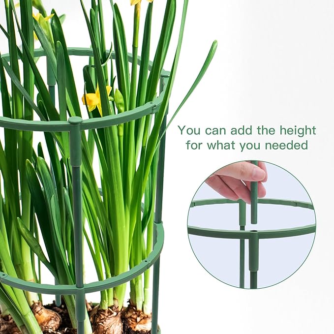 Zwish 3Pack 25.2Inch Plant Support Stakes with 20M Twist Ties for Tomato,Tomatoes Cages for Monstera, Peony, Hydrangea, Climbing Plants Indoor and Outdoor Plant