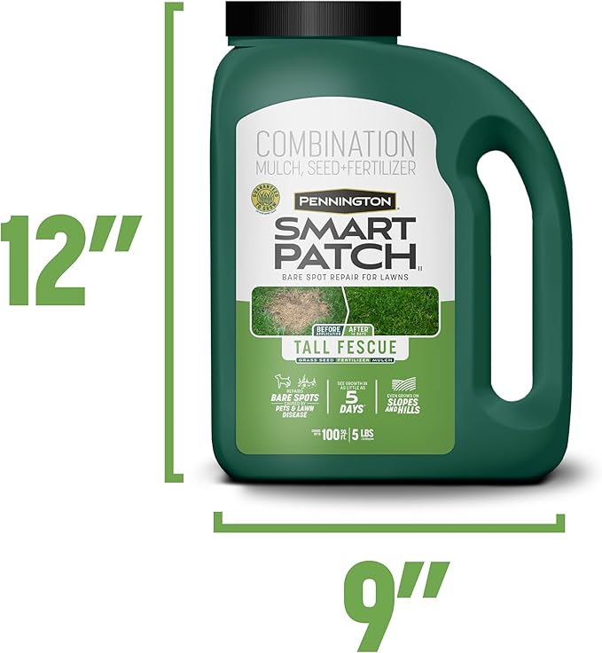Pennington Smart Patch Tall Fescue 5lb 100 sq. ft. Grass Seed Bare Spot Repair with Mulch and Fertilizer
