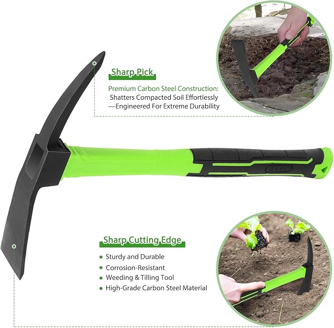 2pcs Garden Tools Comfortable Handle Hoes for Garden Work Carbon Steel Outdoor Tools