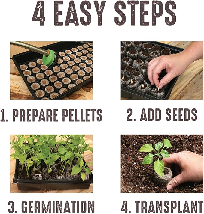 Jiffy Seed Starting Tray Kit - 36 Cell Seedling Tray, Portable - 11 x 11 x 4.25 in - Plastic