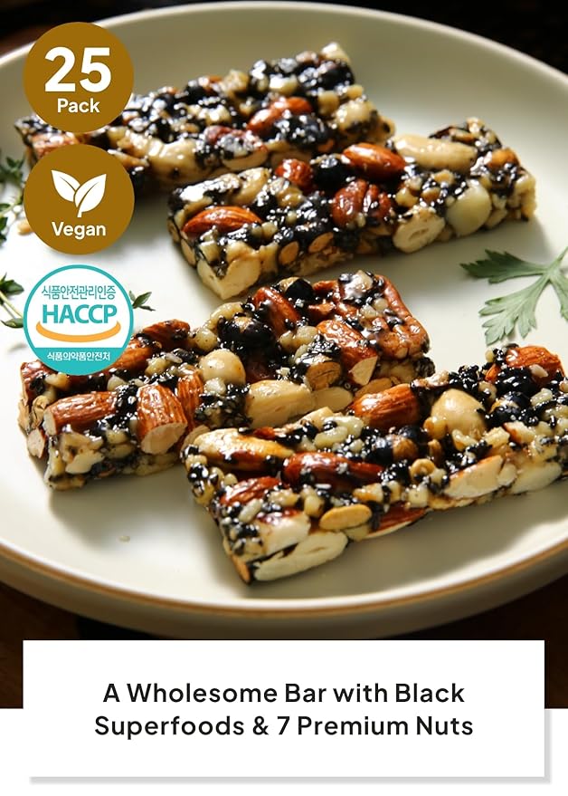 KFOOD Korean Food KANG BONG SEOK, Master Jocheong Gangjeong Bar, Nut Bars, Energy Bars, Breakfast Cereal Bar, Healthy Korean Snacks, Asian Snacks 0.71oz, 25 Counts