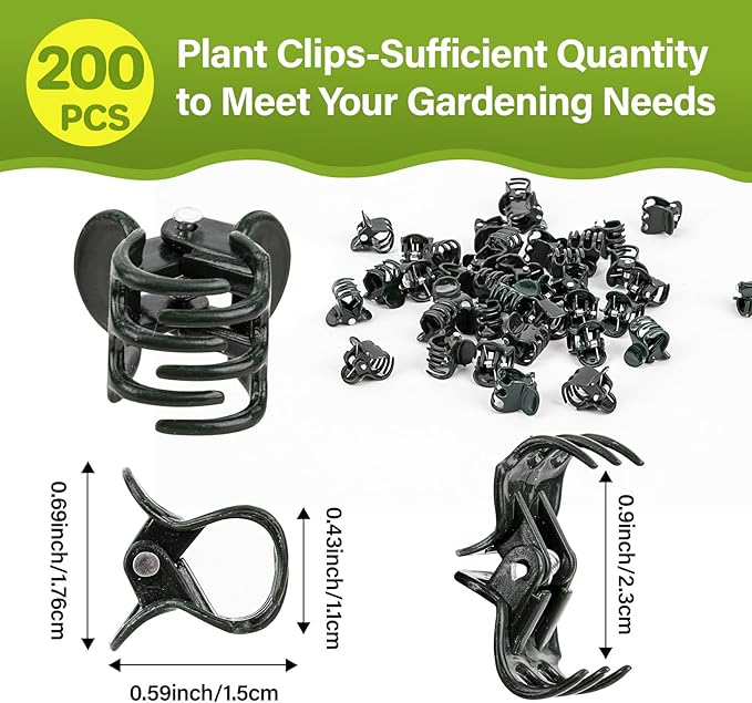 200 PCS Plant Clips Orchid Clips - Plant Support Clips for Indoor Plants, Small Plastic Garden Trellis Clips for Plant Stakes, Climbing Vine Stem Support, Orchid Plant Training Upright Growth
