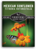 Mexican Sunflower Seeds for Planting – Tall Orange Tithonia Rotundifolia Pollinator Flower, Heirloom Non GMO Annual Flower Seed to Plant - Survival Garden Seeds (1 Pack)