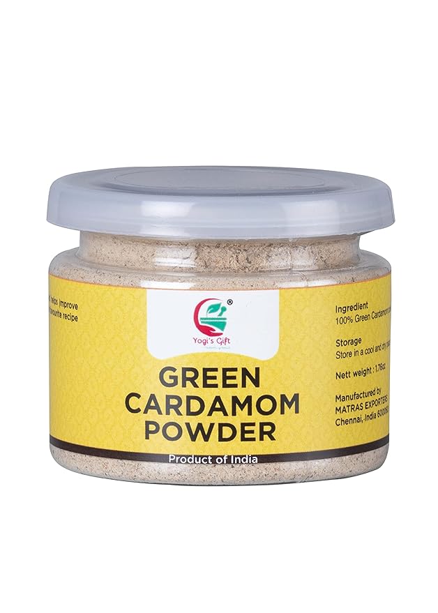 Ground Cardamom 1.76 oz (50g) | Fresh, Aromatic and Flavourful | Cardamom ground from fresh cardamom seeds | aka Elaichi, Cardamon | by Yogi's Gift ®