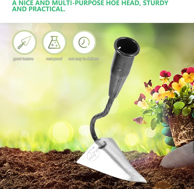 DOITOOL Triangle Hoe Garden Tool with Pointed Head 12.40X6.29X3.93In Lightweight Handheld for Digging Soil Manuring Trenching and Weeding Durable Iron Construction