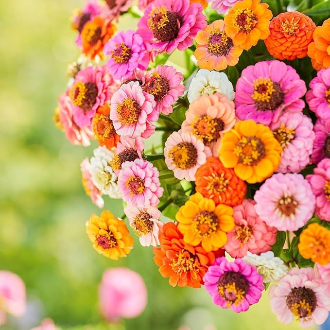 Zinnia Button Box Mix Flower Seeds (Dwarf), 100 Heirloom Flower Seeds Per Packet, Non GMO Seeds, Botanical Name: Zinnia elegans