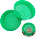 2Pcs Round Garden Soil Sieve Pan Plastic Sand Sifter Set for Sieve Work of Small Gravel, Soil, Sand（Green）