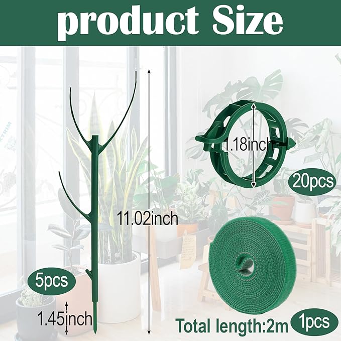 5pack Adjustable Plant Support Pole–Stackable Indoor/Outdoor Support Pole with Clamps,Suitable for Monstera Pothos Philodendron Climbing Plants,Garden Accessories, Perfect Replacement for Plant Stakes