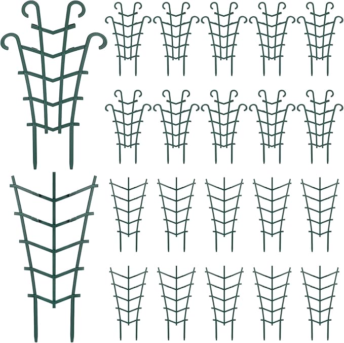 50 Pack Plant Trellis for Pots Garden Trellis for Potted Plants Flower Pots Support Stackable Plastic Mini Holders for Climbing Plants Peas (Sheep Horn and Straight)