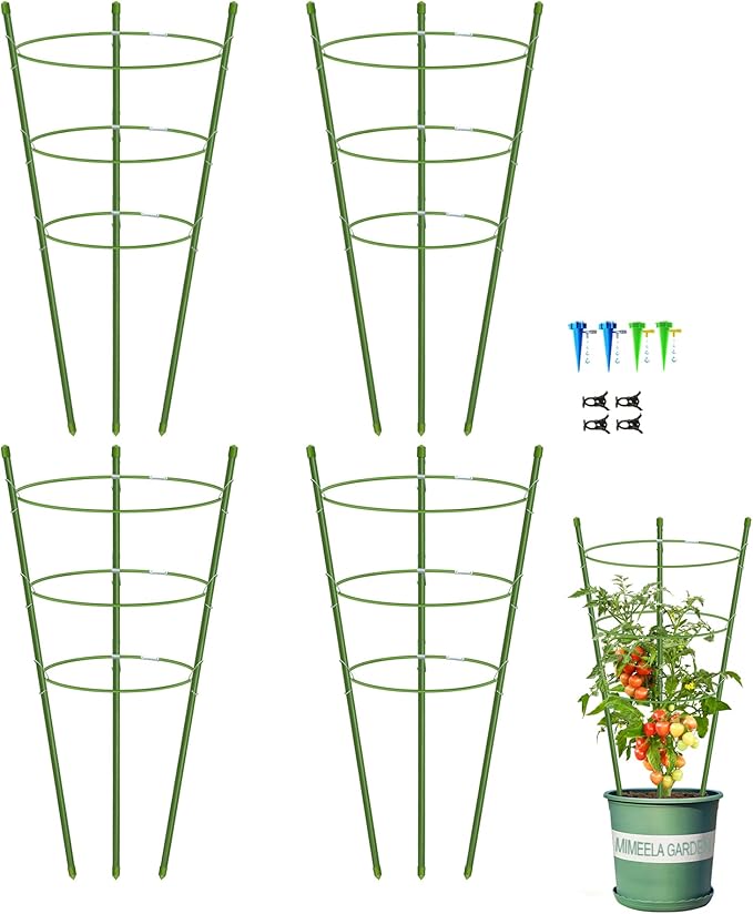 4 Pack Garden Plant Support Tomato Cage, Upgrade 24" Trellis for Climbing Plants, Plant Trellis Kits (24")