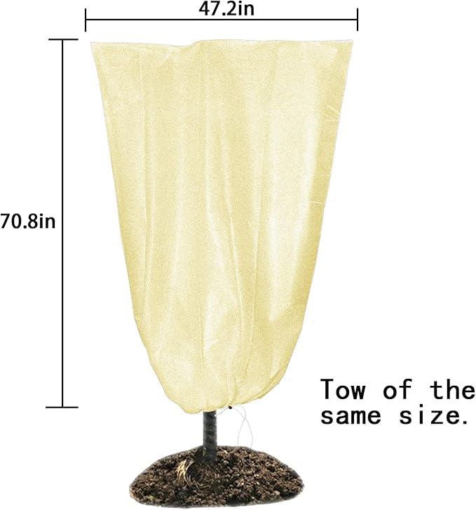 SKARUMMER Winter Plant Covers Freeze Protection 47.2 x 70.8 Inch Garden Frost Tree Blanket Shrub Covers with Drawstring & Zipper for Cold Weather Frost Protection Sun Protection (2 Pack)
