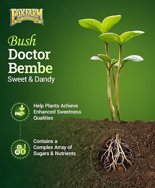 FoxFarm Bush Doctor Bembé Sweet & Dandy Liquid Plant Fertilizer - Complex Nutrient Blend - 0-1-3 PK Fertilizer for In-Ground & Hydroponic Gardens - 1 Quart