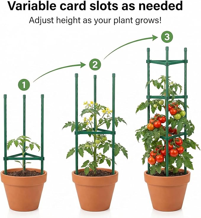 100pcs Garden Stakes Arms for Tomato Cage, Plant Trellis Connectors, Attach 0.43 Inch Dia Tomato Stakes and Plant Stick Supports, 11.8in Plastic Connecting Rod (11mm, No Stake)