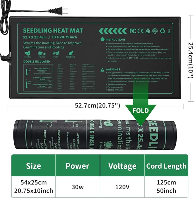 Seedling Heat Mat 3 Pack Durable Waterproof Plant Heating Pad 10"x 20.75" for Germination, Indoor Gardening, Greenhouse