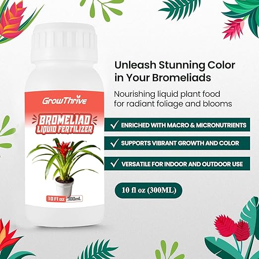 Bromeliad Liquid Fertilizer – 10 oz Organic Plant Food for Bromeliads, Air Plants & Tillandsia | Natural Probiotic Formula, Enhances Leaf Growth, Root Strength & Flower Color