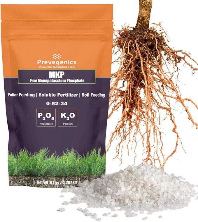 Monopotassium Phoshpate (MKP) Fertilizer 0-52-34 | Highly Water Soluble | Supports Strong Root Development & Flowering | Enhances Flower Formation & Fruit Production | (5 Pounds)