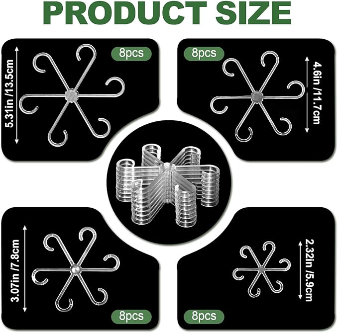 32 Pack Upgraded Plant Stem Support, Monstera Plant Support, Nearly Invisible Support for Indoor Plants, Reusable Stem Holders, 4 Sizes Plants Accessories, Plant Stabilizer Indoor