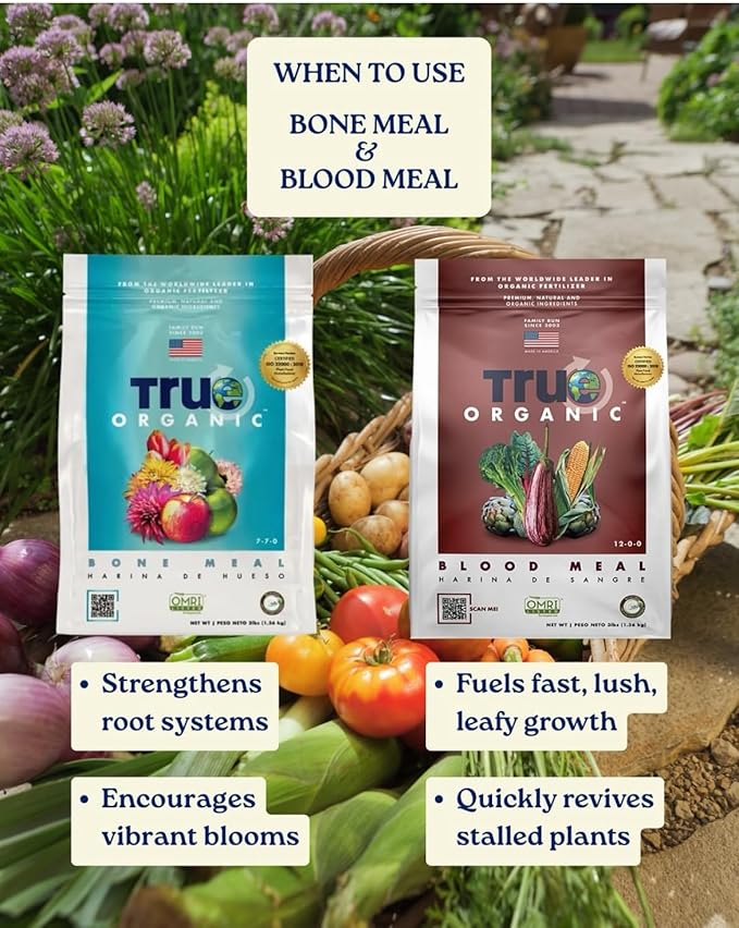 True Organic Bone Meal – Organic Fertilizer for Growth, Flowering, and Fruit Production – 3lb Bag Covers 61 Sq. Ft.