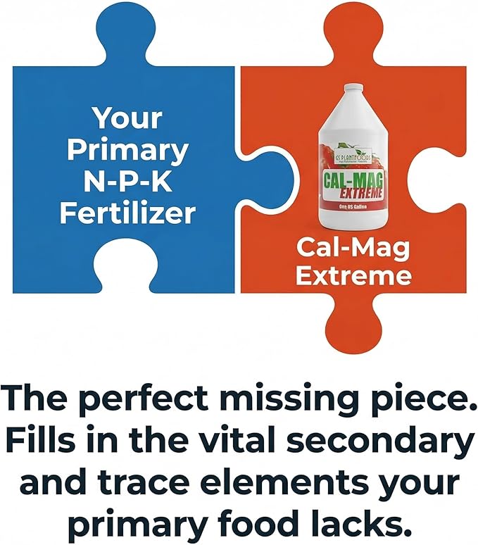 GS Plant Foods Cal-Mag Extreme Liquid 1 Gallon Fertilizer with Calcium, Magnesium, Iron and Sulfur Supplement, Corrects Secondary Nutrient & Trace Element Deficiencies, N-P-K of 2-0-0