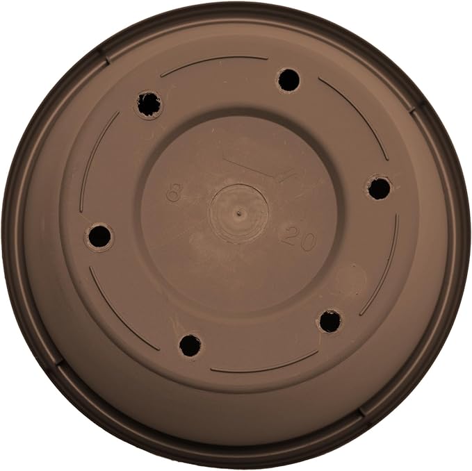 Bloem Terra 8" Round Resin Planter Pot with Drainage Holes, Indoor and Outdoor Gardening, Chocolate, Made in USA