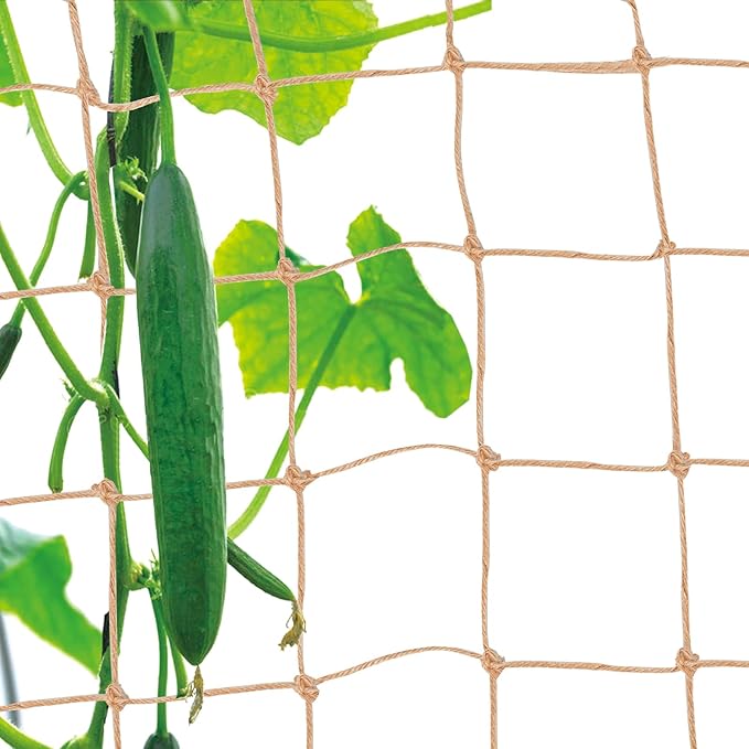 Jute Trellis Netting - Jute Netting for Garden, Heavy Duty Plant Support Netting for Climbing Plants, Cucumber, Vine, Fruits & Vegetables, Climbing Vining Plants (3.3 Ft X 16.4 Ft, 5.9 Inch Squares)