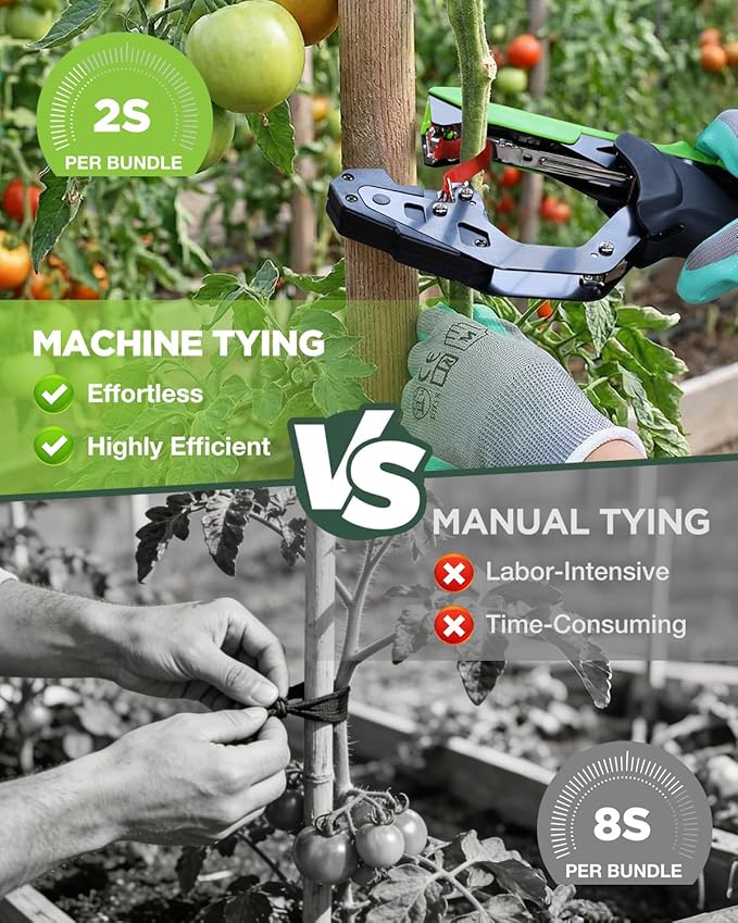 WORKPRO Plant Tying Machine with 6" Scissors, Lightweight Tape Gun for Tying Vines and Support Plant, Includes Gloves, 20 Rolls of Tape, 10000 Staples, Ideal for Tomatoes, Grapes, Cucumber, Vegetables